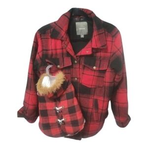 Red and Black  Jacket Set Checkered